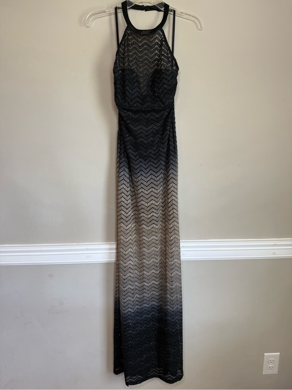 Morgan & Co. Black to Tan Ombre Halter Maxi Dress